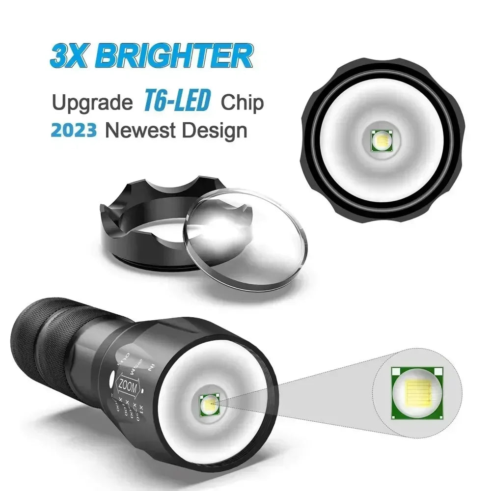 Lampes de poche tactiques à LED haute luminosité - Lot de 2 avec 5 modes - Lamylie