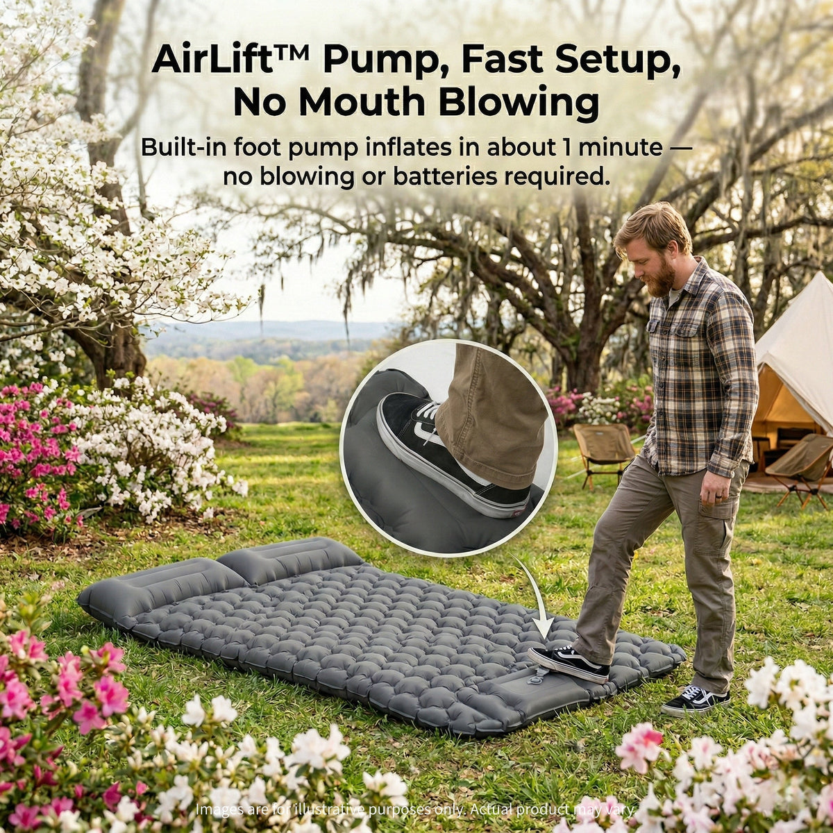 Lightweight Air Mattress for Camping - Quick Inflate Design - Lamylie