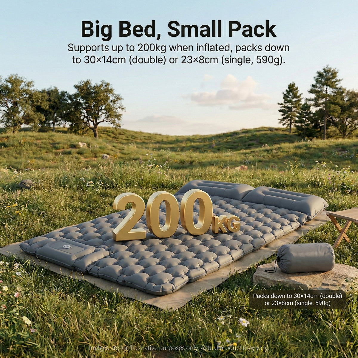 Lightweight Air Mattress for Camping - Quick Inflate Design - Lamylie