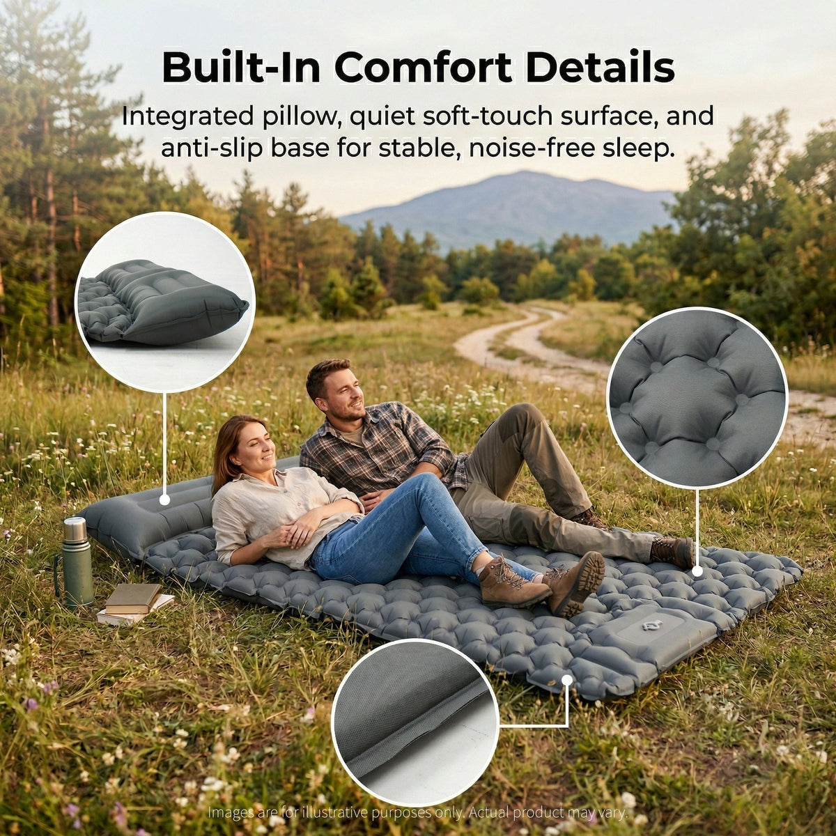 Lightweight Air Mattress for Camping - Quick Inflate Design - Lamylie