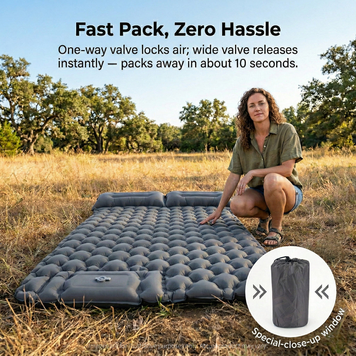 Lightweight Air Mattress for Camping - Quick Inflate Design - Lamylie
