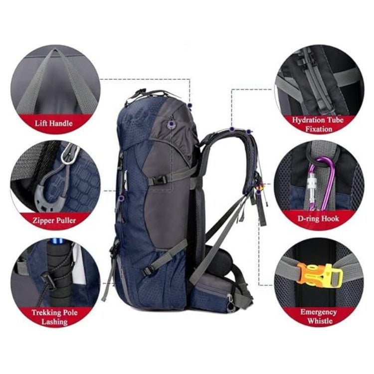 Outdoor Adventure Backpack 60L - Waterproof for Hiking - Lamylie