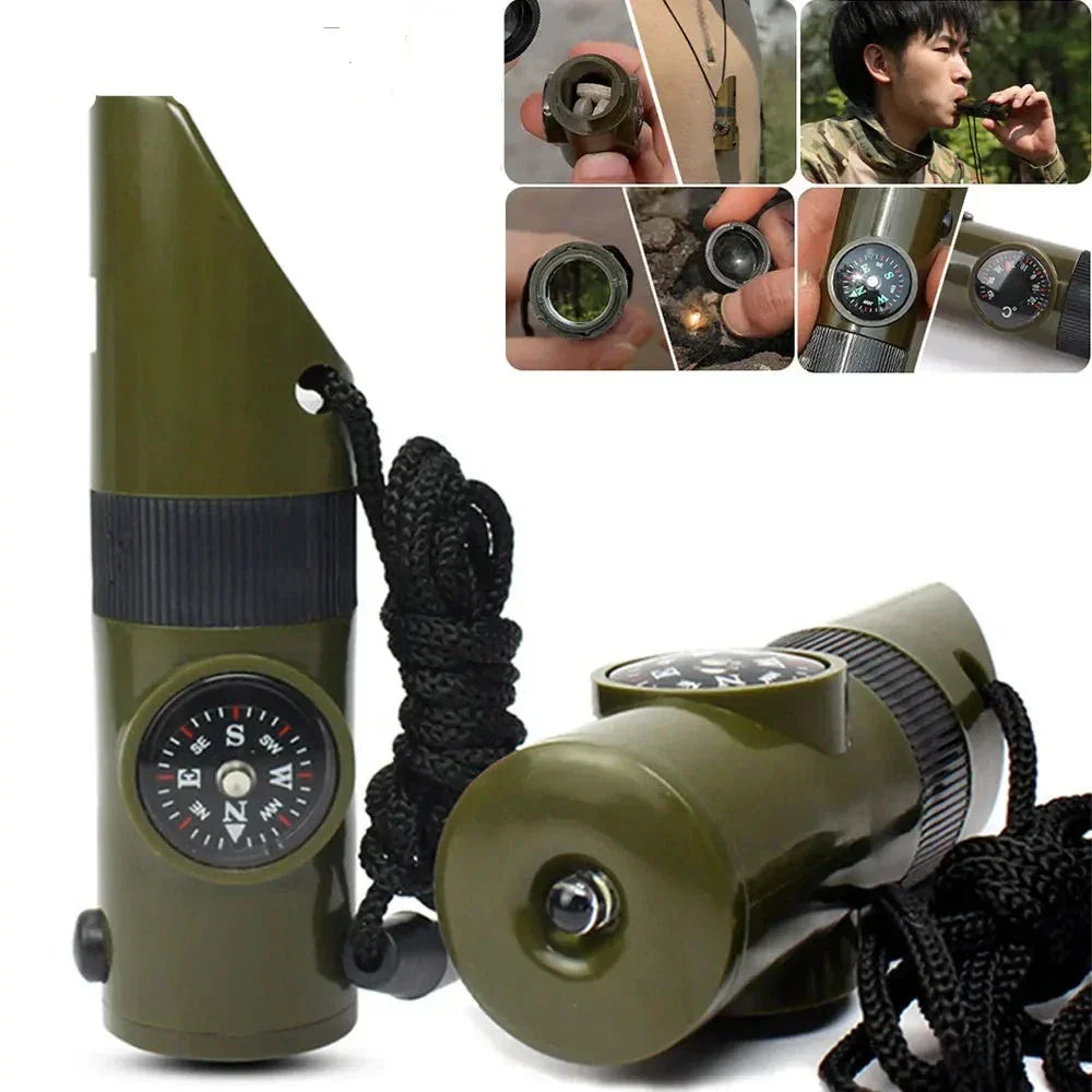 Multi-tool Survival Whistle with 7 Functions for Emergency Use - Lamylie