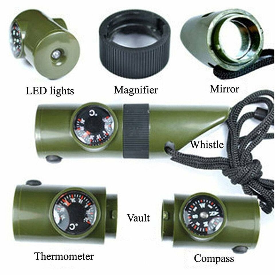 Multi-tool Survival Whistle with 7 Functions for Emergency Use - Lamylie