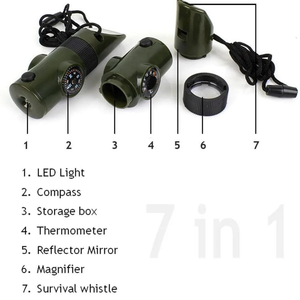 Multi-tool Survival Whistle with 7 Functions for Emergency Use - Lamylie