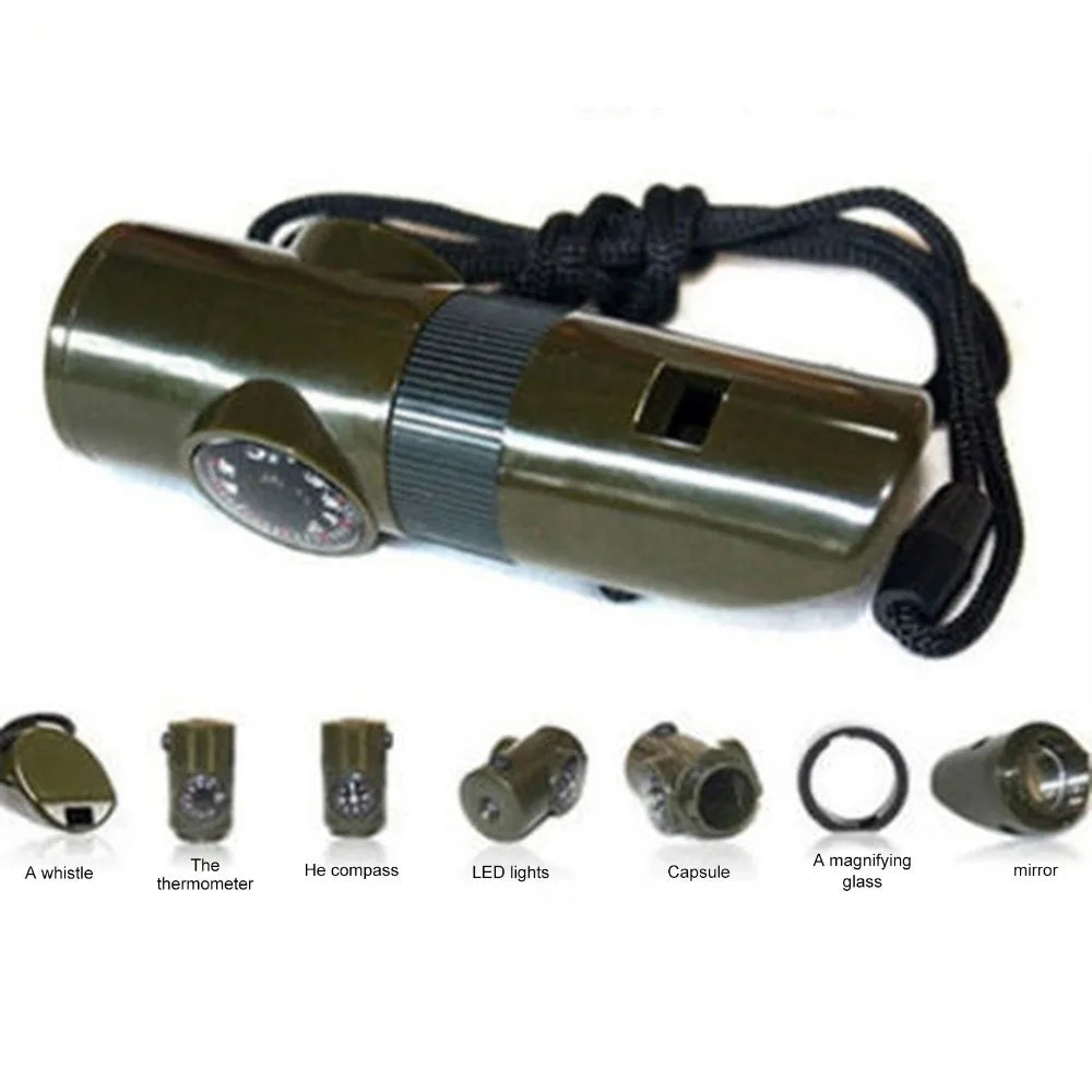 Multi-tool Survival Whistle with 7 Functions for Emergency Use - Lamylie