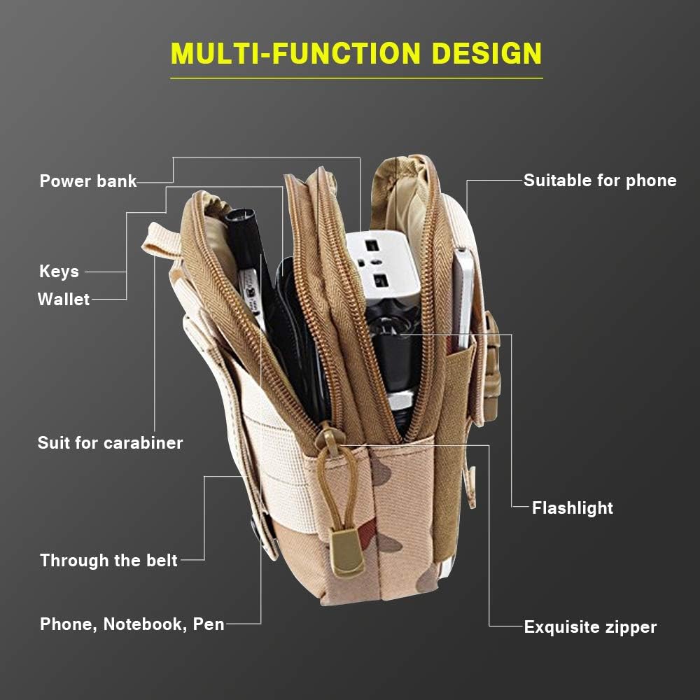 Military Utility Bag - EDC Belt Pouch with MOLLE System - Lamylie