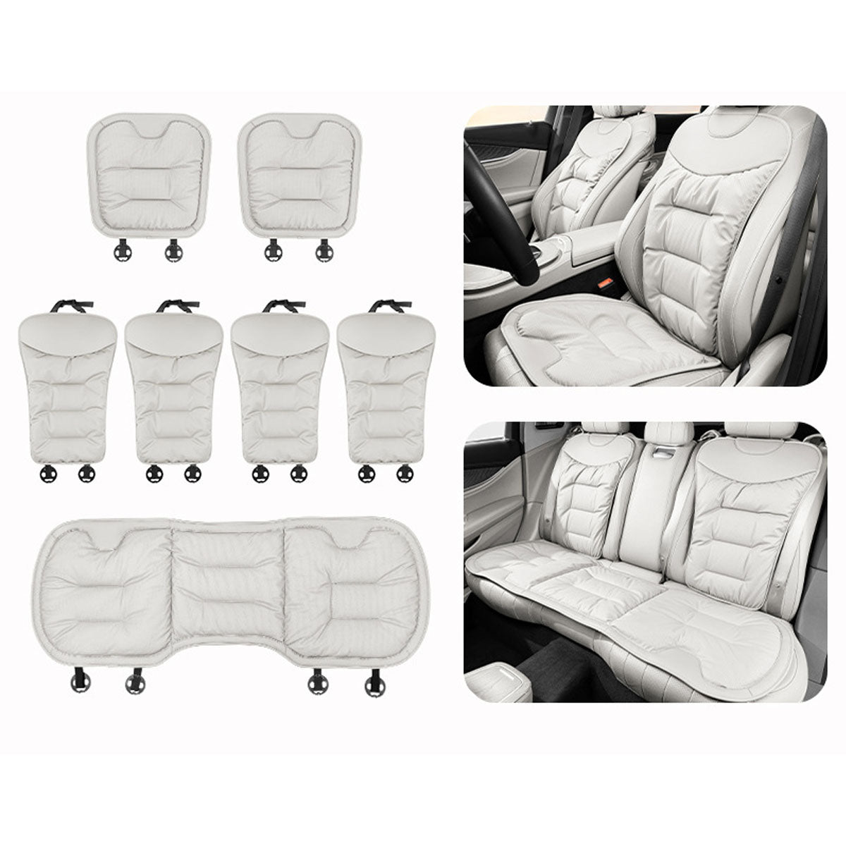 Teljes, légáteresztő bőr autóülés-huzatkészlet Napa stílusban - Lamylie