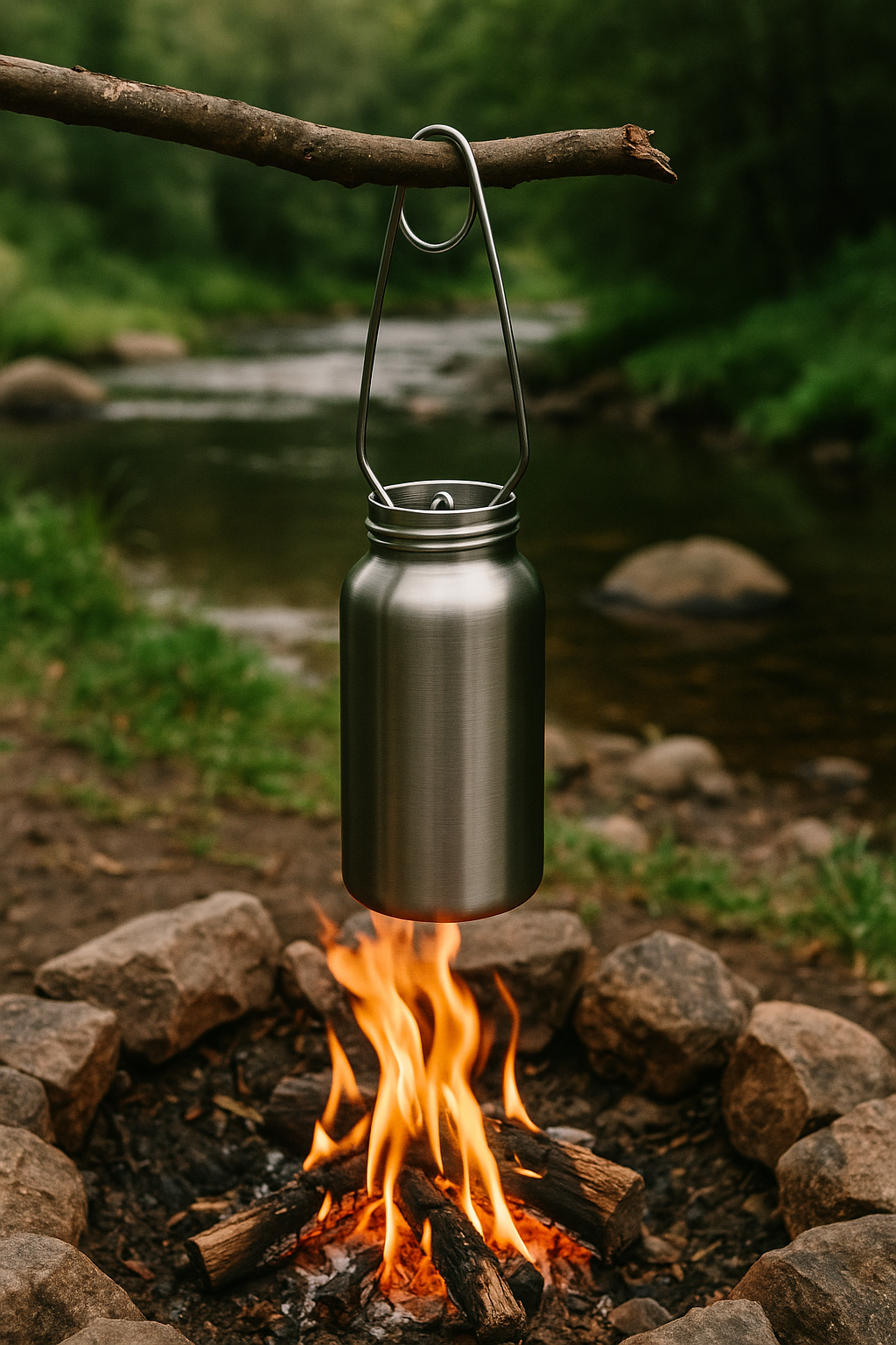Bushcraft-vattenflaska med bred öppning - rostfritt stål - Lamylie