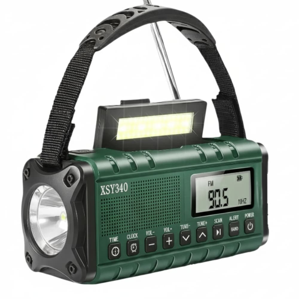 Crank-Powered Emergency Radio and Solar Flashlight - Lamylie