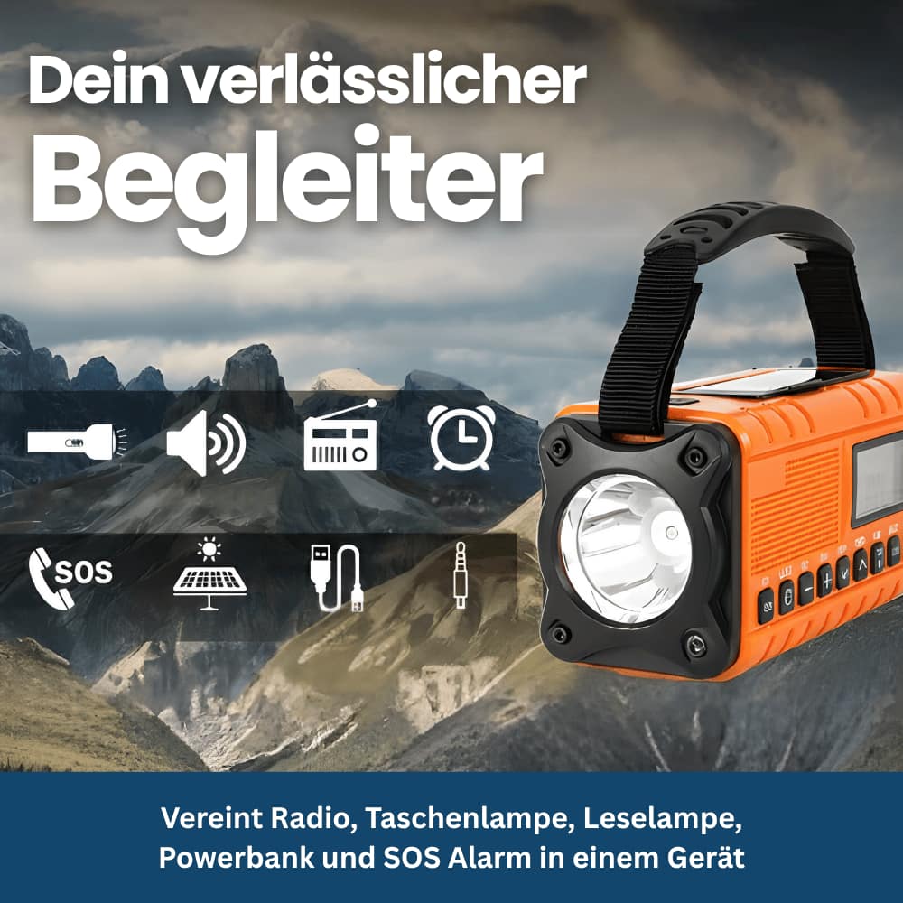 Crank-Powered Emergency Radio and Solar Flashlight - Lamylie