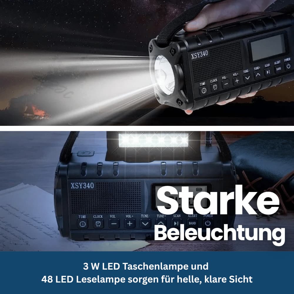 Crank-Powered Emergency Radio and Solar Flashlight - Lamylie