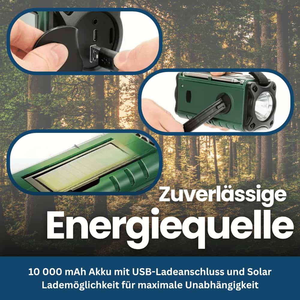 Crank-Powered Emergency Radio and Solar Flashlight - Lamylie
