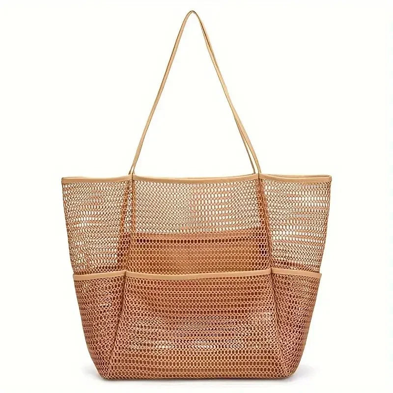 Mesh Tote Bag for Beach with Multiple Pockets - Lamylie
