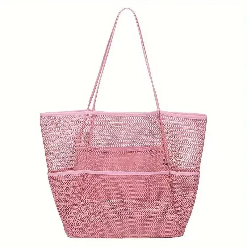 Mesh Tote Bag for Beach with Multiple Pockets - Lamylie