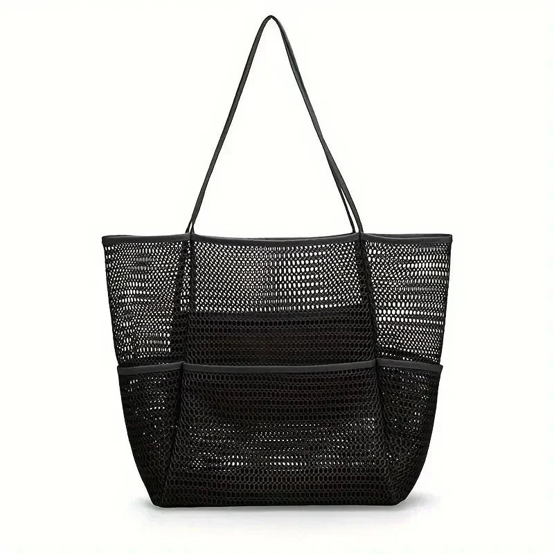 Mesh Tote Bag for Beach with Multiple Pockets - Lamylie