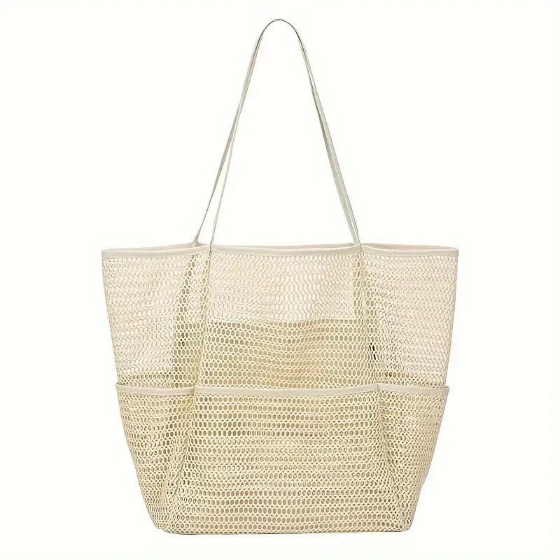 Mesh Tote Bag for Beach with Multiple Pockets - Lamylie