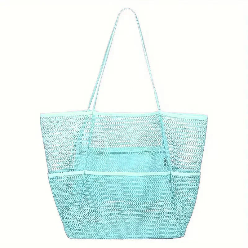 Mesh Tote Bag for Beach with Multiple Pockets - Lamylie