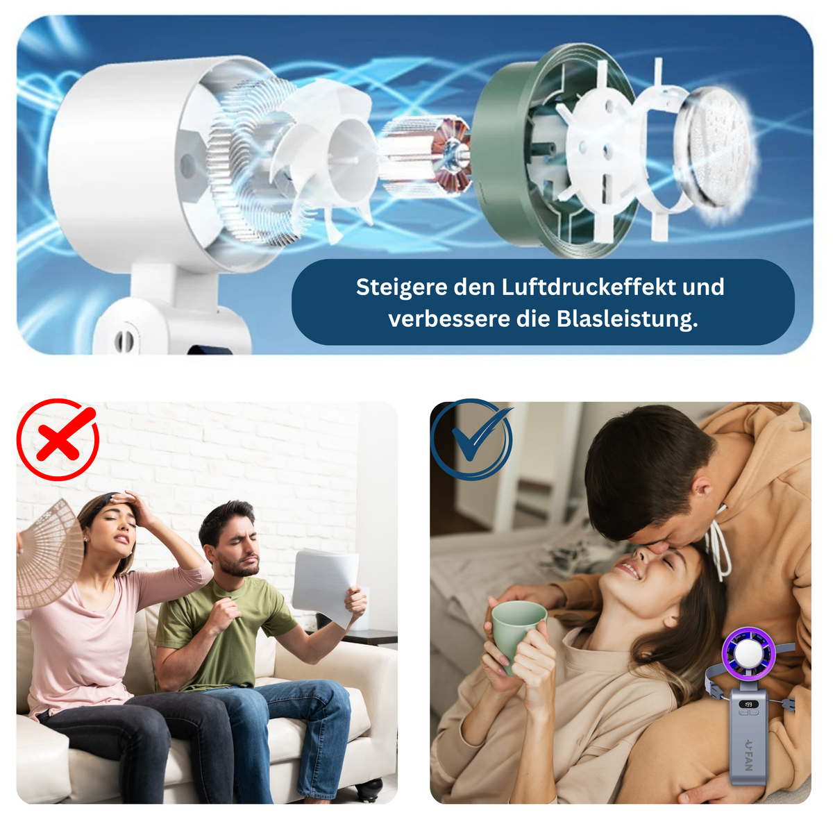 Ventilador de mano compacto y recargable - Lamylie