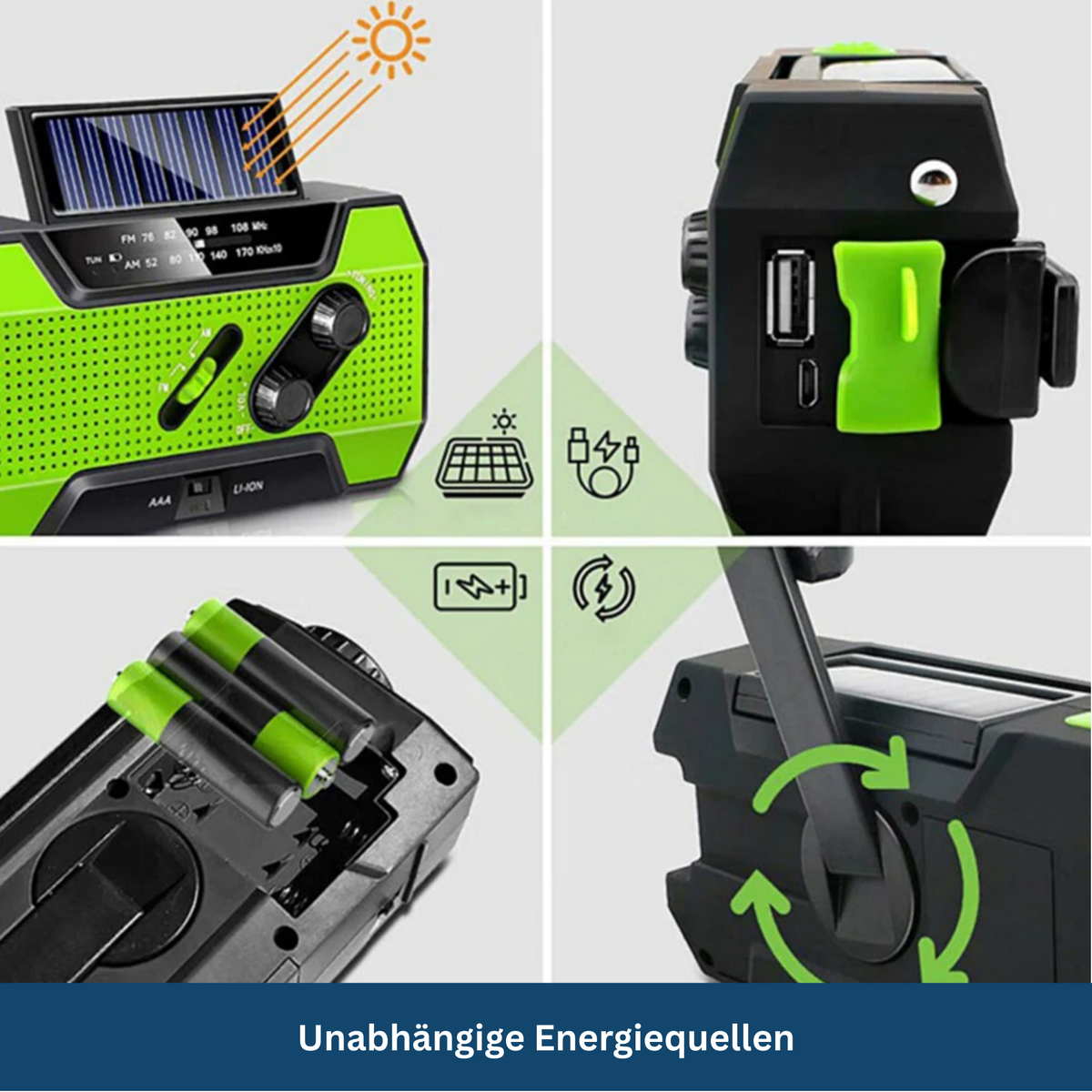 Emergency Radio with Solar and Hand Crank Power - Lamylie