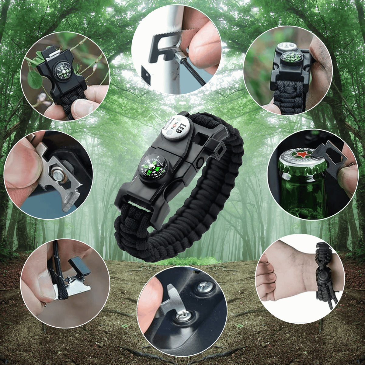 LED Compass Paracord Survival Bracelet - Lamylie