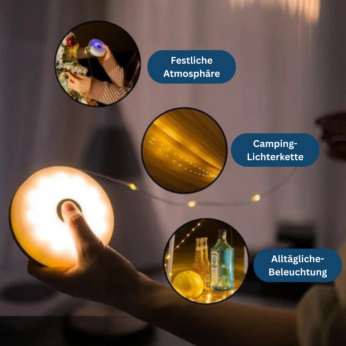 Ljusstarka uppladdningsbara ljusslingor för camping med USB - Lamylie
