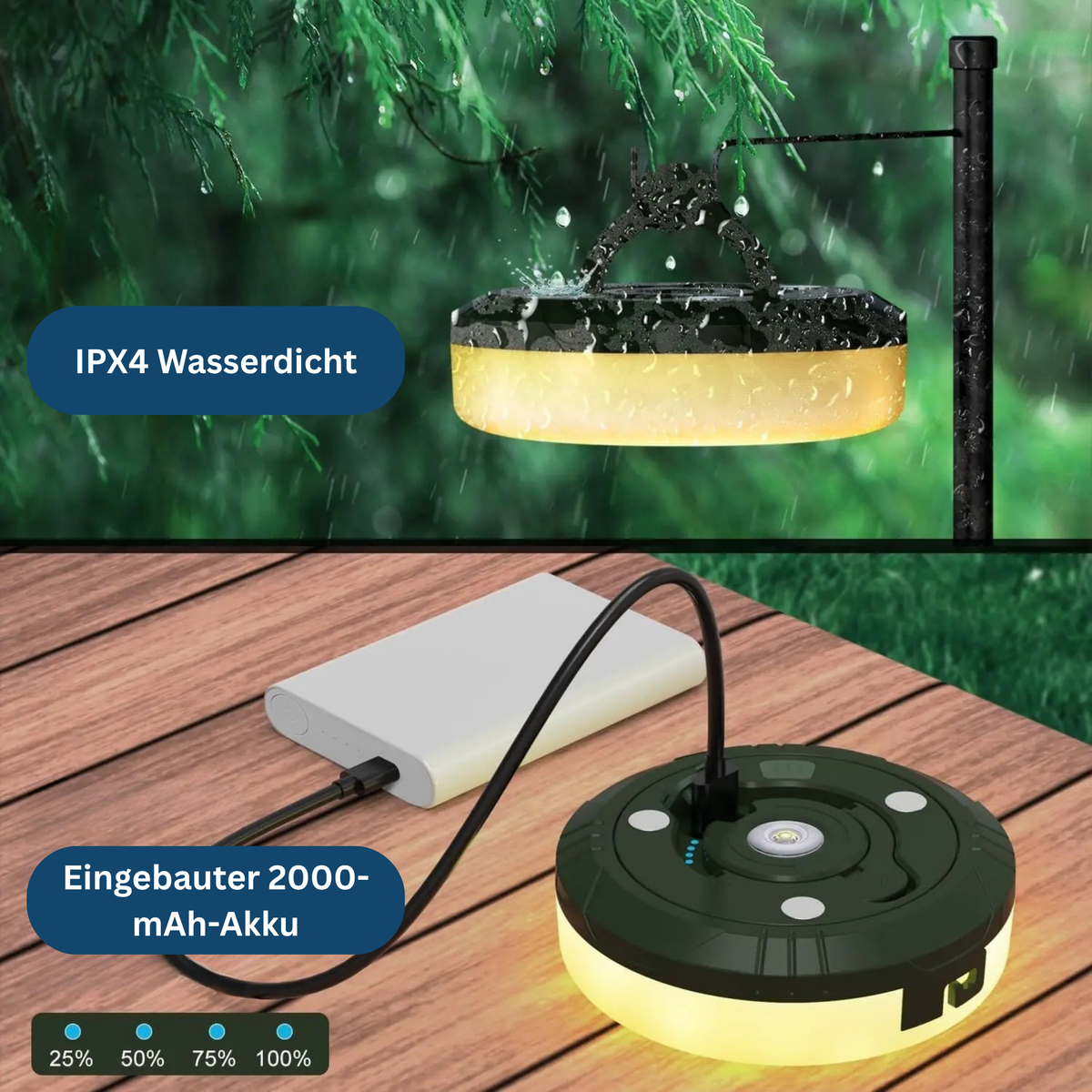 Ljusstarka uppladdningsbara ljusslingor för camping med USB - Lamylie
