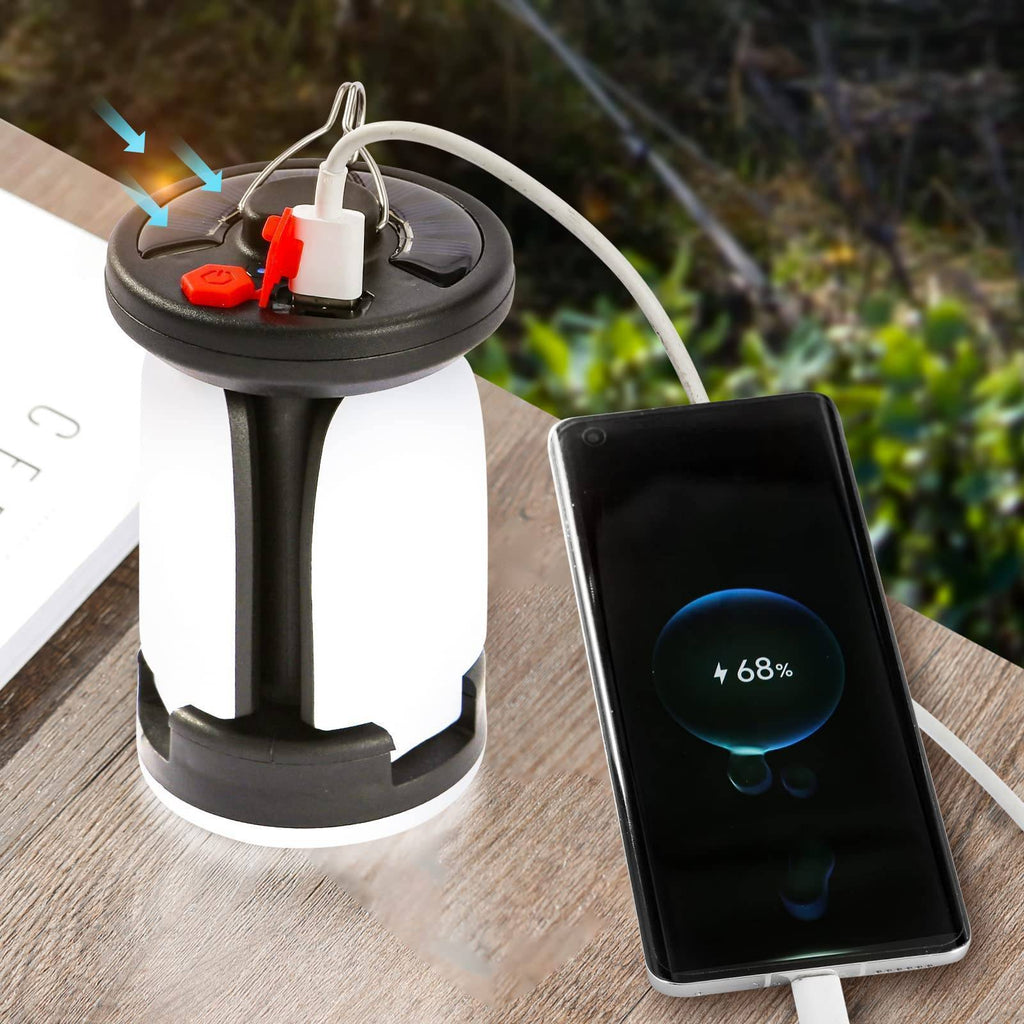 LED Camping Lantern with USB Rechargeable Battery and Solar Option - Lamylie