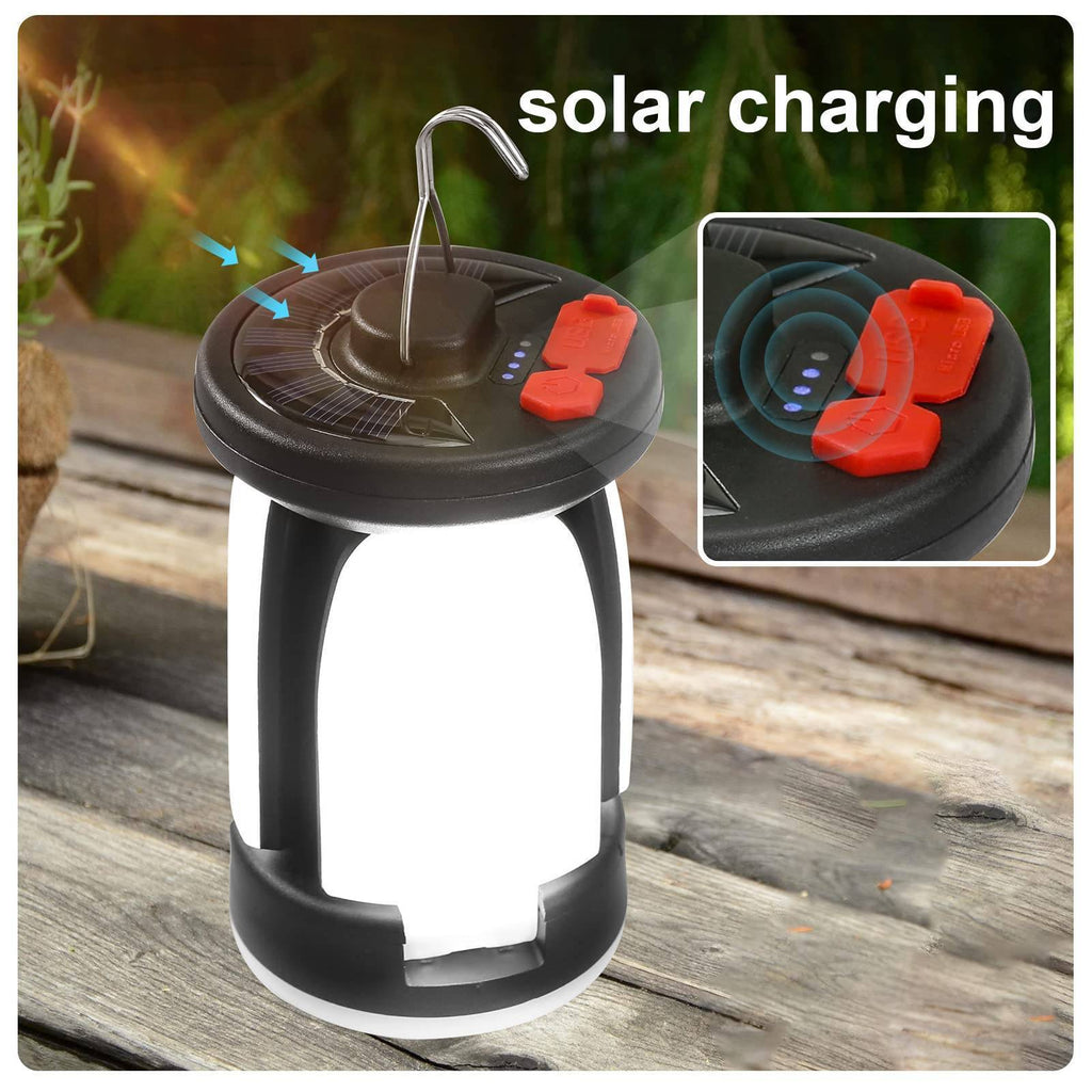 LED Camping Lantern with USB Rechargeable Battery and Solar Option - Lamylie