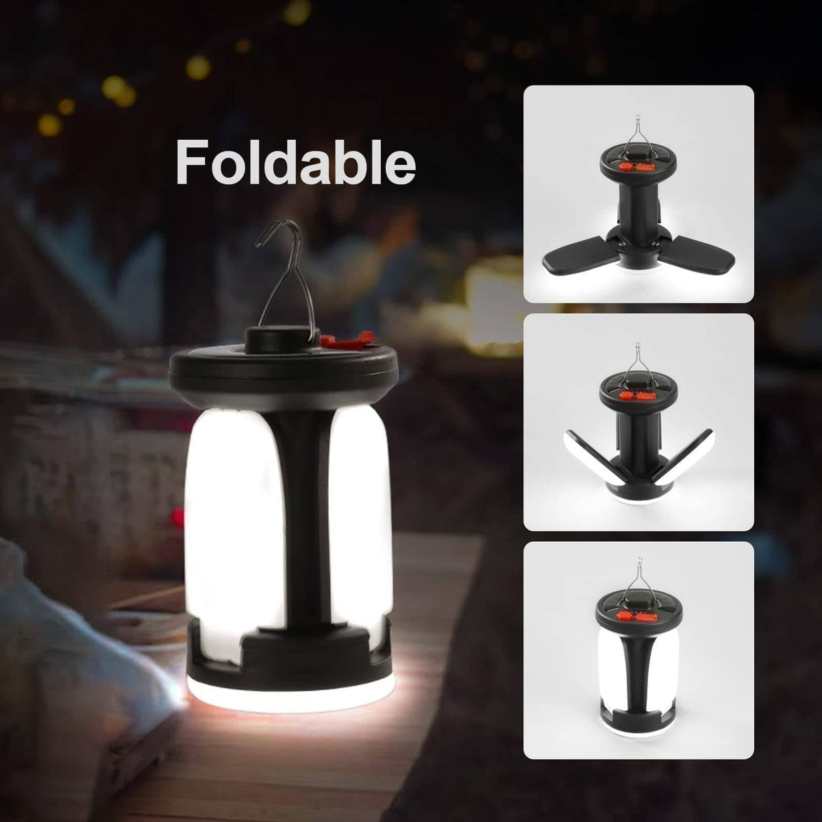 LED Camping Lantern with USB Rechargeable Battery and Solar Option - Lamylie