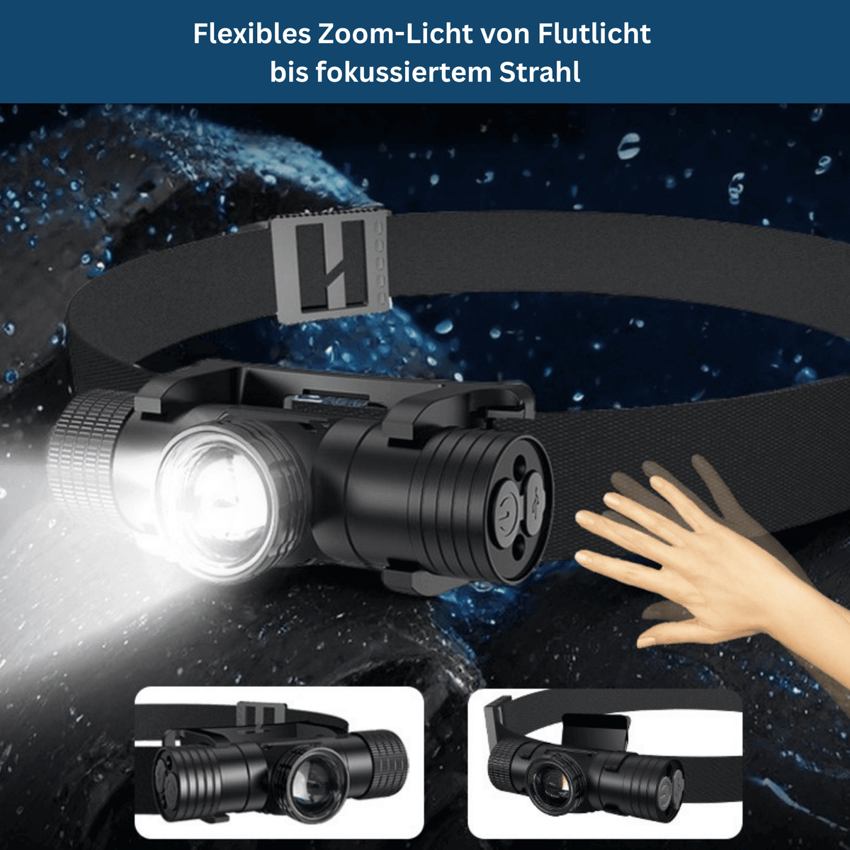 Φακός κεφαλής LED με φόρτιση μέσω USB και αδιάβροχη κατασκευή - Lamylie
