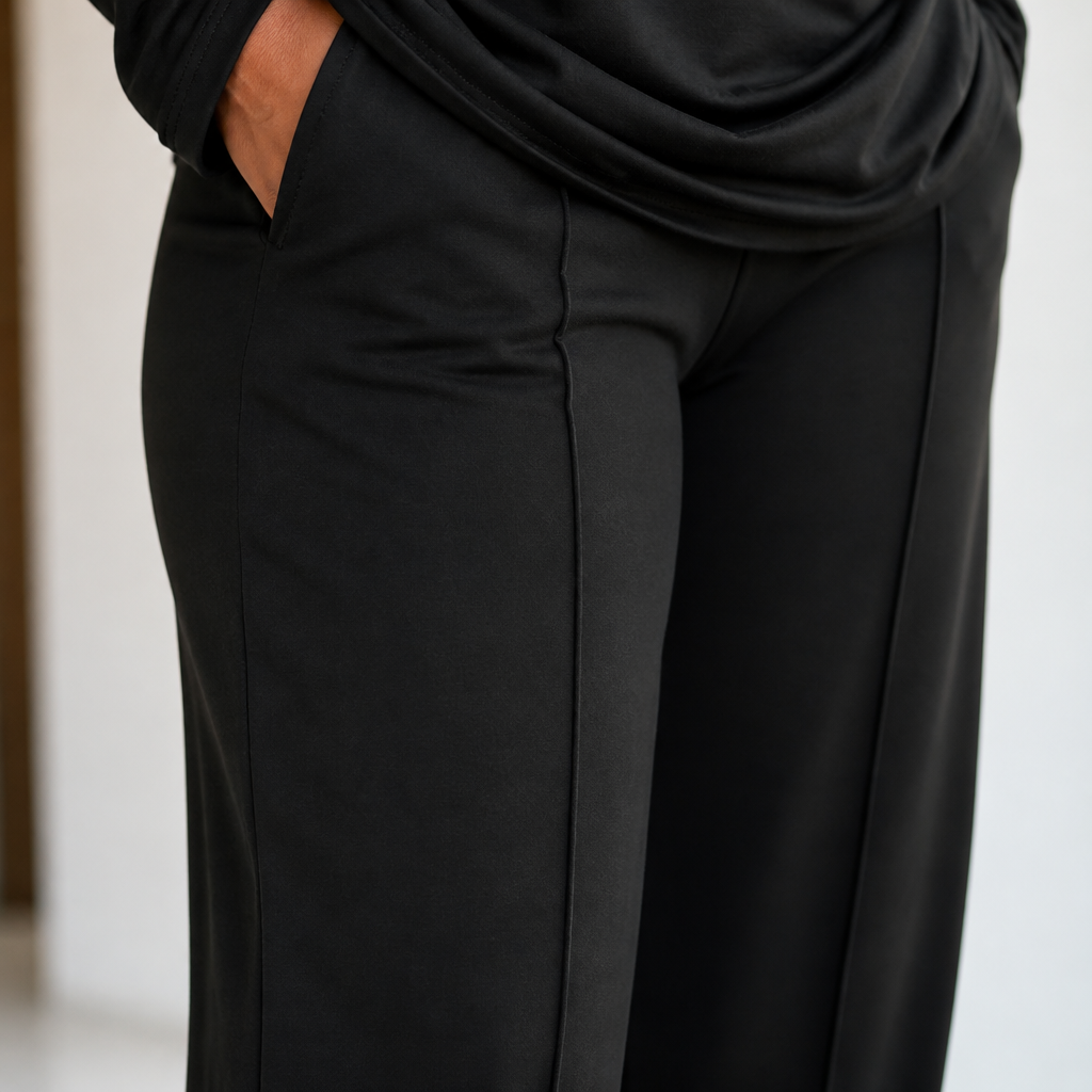 ElysianEase – Relaxed Long Sleeve Top & Wide-Leg Pants Set - Lamylie