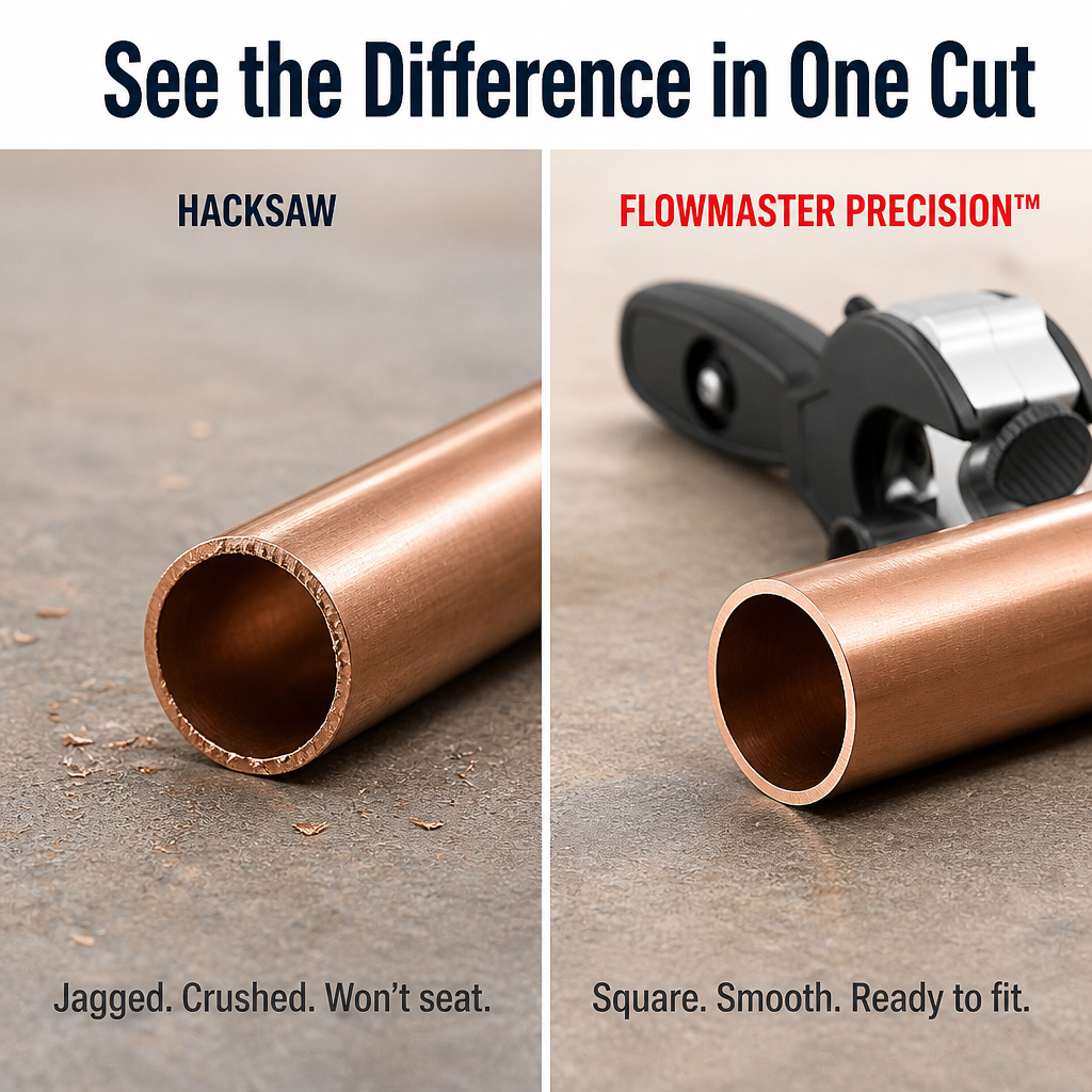 FlowMaster Precision — Ratchet Through PVC, Copper & PEX in Seconds Without Crushing Pipes - Lamylie