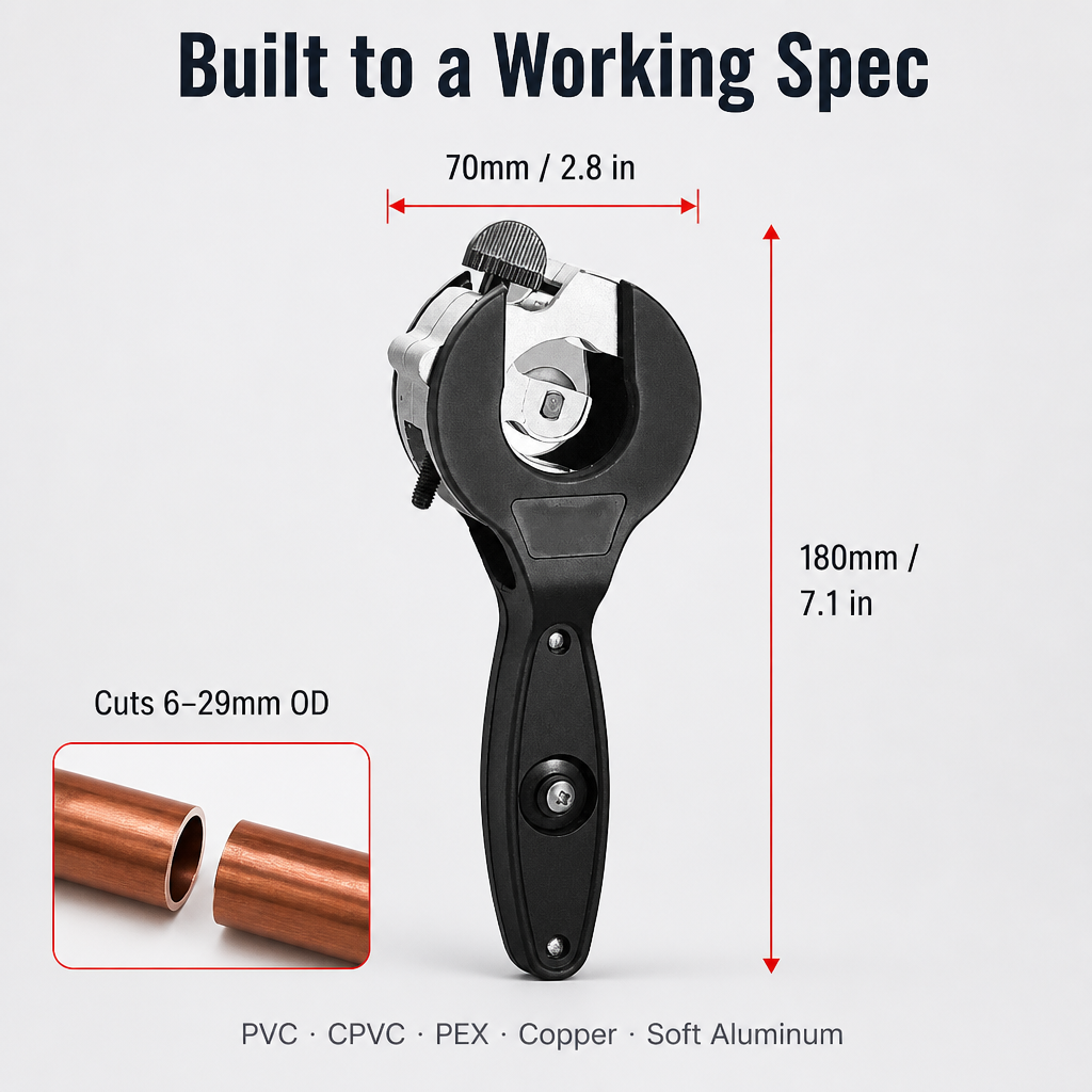 FlowMaster Precision — Ratchet Through PVC, Copper & PEX in Seconds Without Crushing Pipes - Lamylie