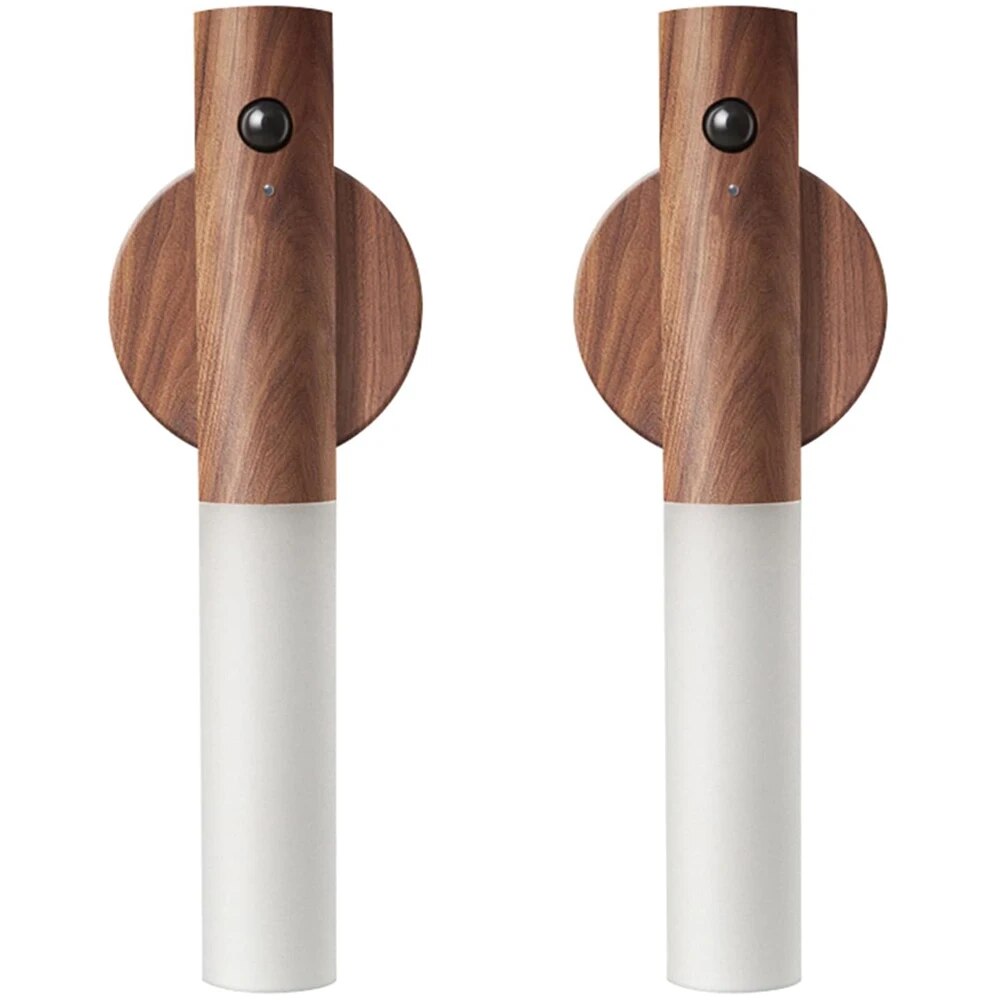 Wooden Night Light with Motion Sensor | Rechargeable LED Night Light for Bedroom, Hallway & Toilet | Warm White Light Wood - Lamylie