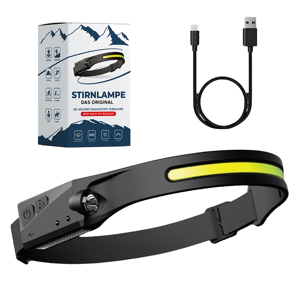 Čelová svítilna s COB LED, nabíjecí baterií USB a pohybovým senzorem - Lamylie