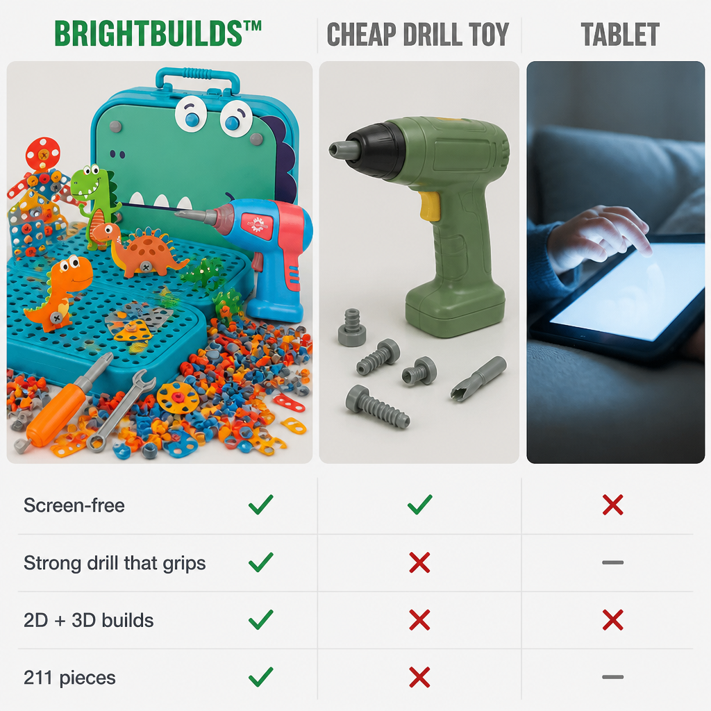 BrightBuilds — Swap Screen Time for 211 Pieces and a Real Working Drill - Lamylie