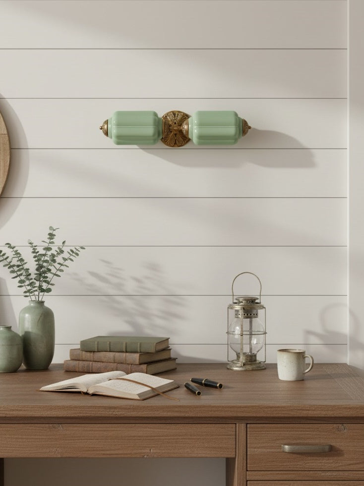 Vintage Glass Wall Lamp Horizontal Model Eloise Light Source for Living Room and Hallway - Lamylie
