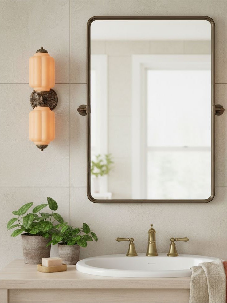 Vintage Glass Wall Lamp Horizontal Model Eloise Light Source for Living Room and Hallway - Lamylie
