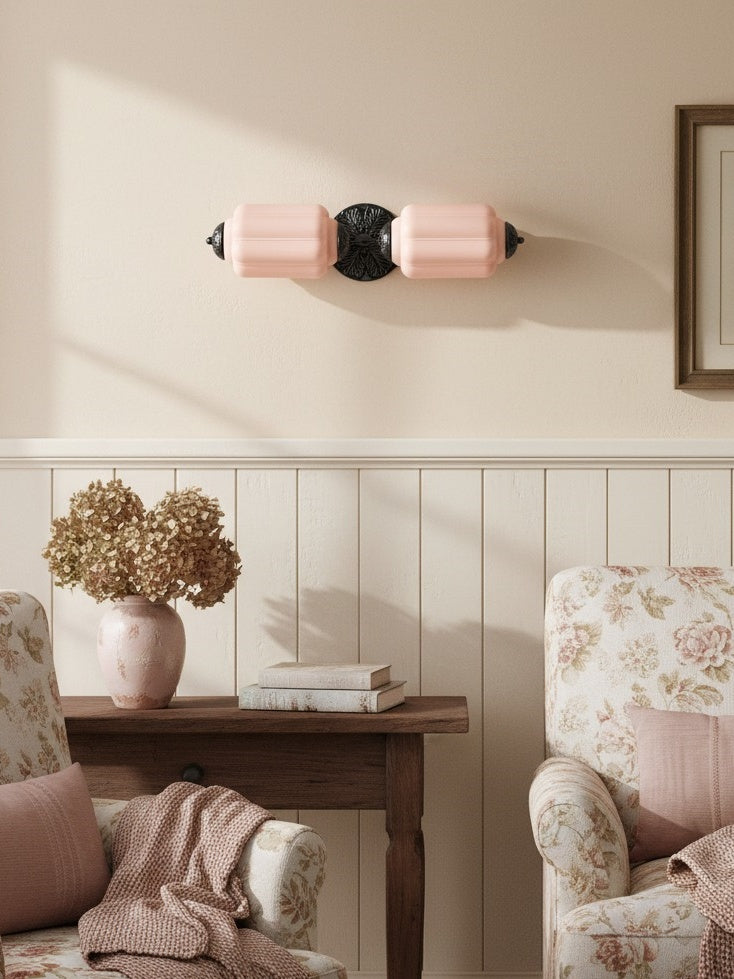 Vintage Glass Wall Lamp Horizontal Model Eloise Light Source for Living Room and Hallway - Lamylie
