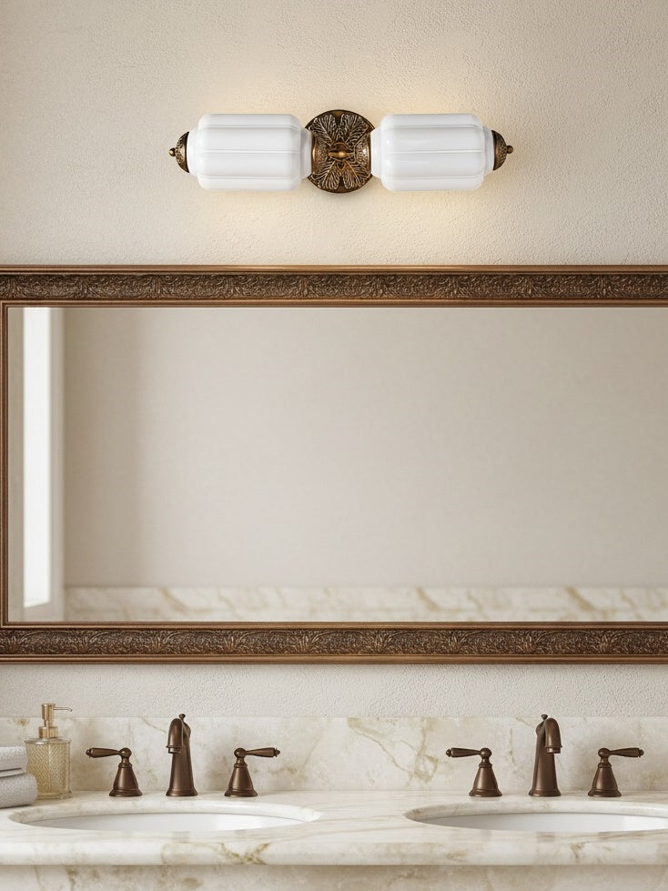 Vintage Glass Wall Lamp Horizontal Model Eloise Light Source for Living Room and Hallway - Lamylie