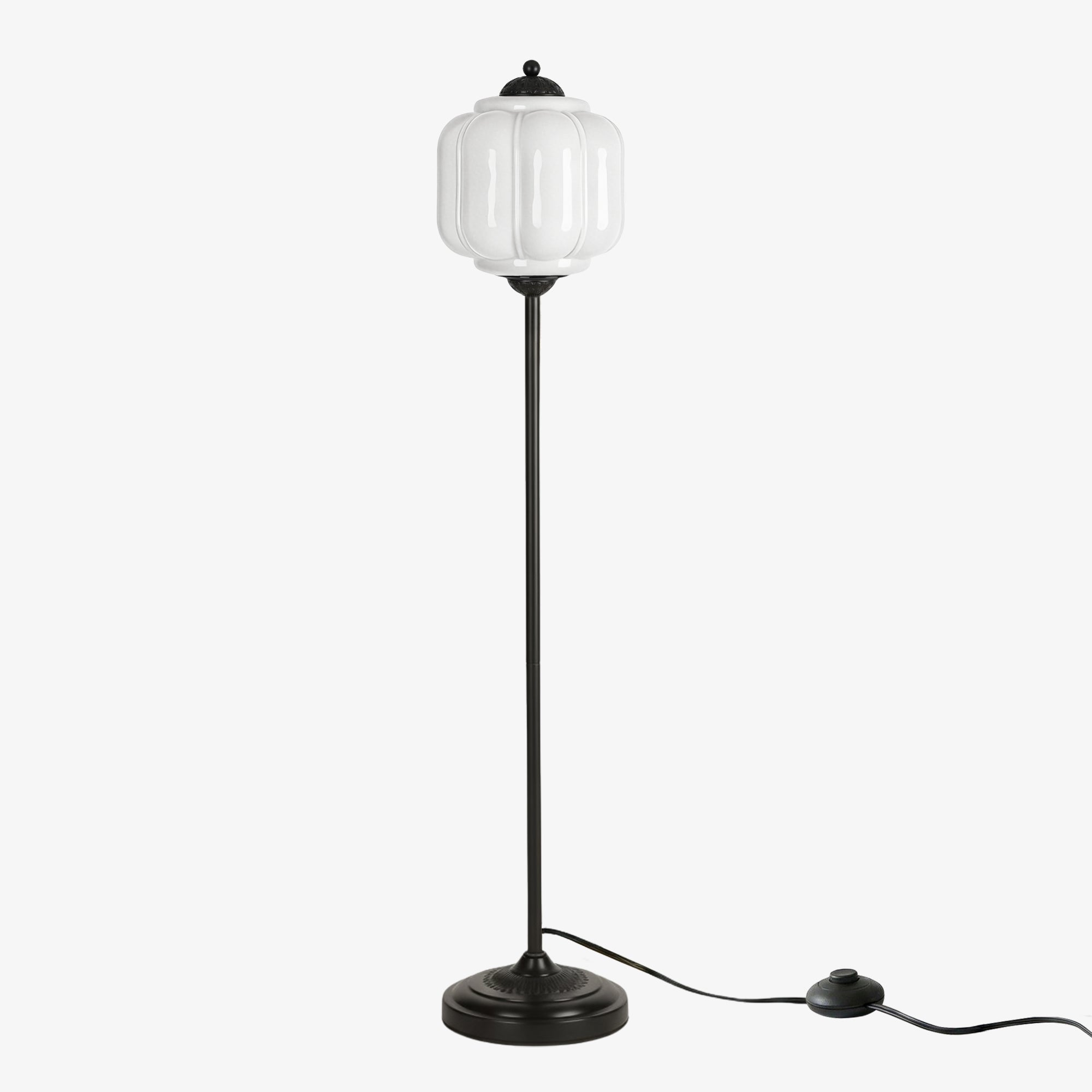 Decorative Glass Pumpkin Floor Lamp Retro Organic Style Living Room Standing Lamp - Lamylie