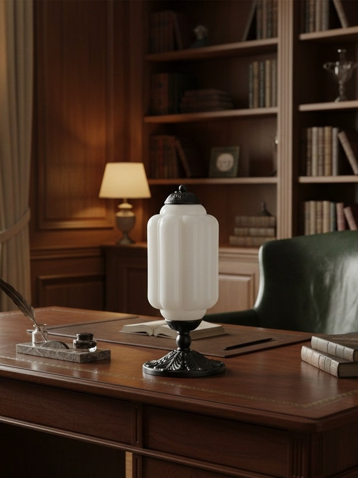 Vintage Glass Table Lamp with Brass or Black Finish - Lamylie