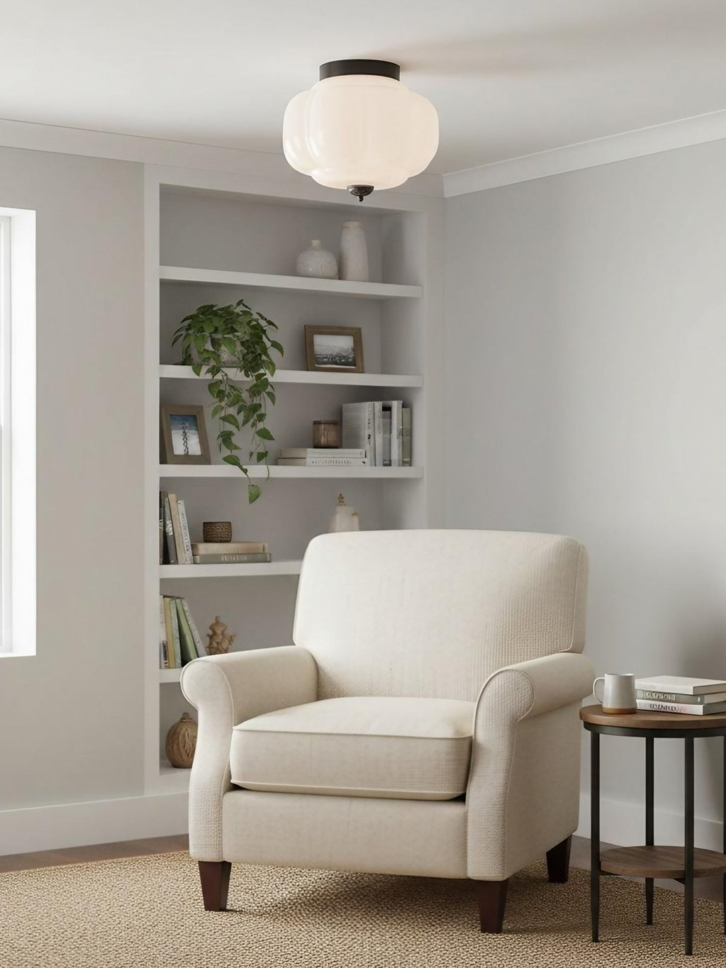 Retro Ceiling Lamp with Milk Glass Shade | Refined Semi-Flush Mount Lighting for Modern Interiors - Lamylie