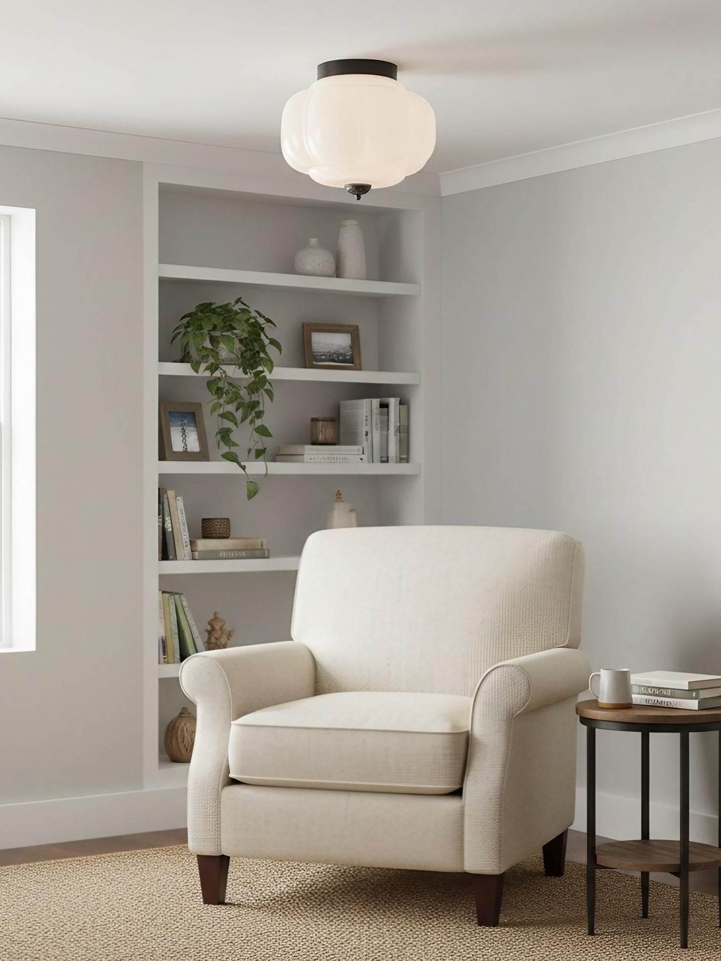 Retro Ceiling Lamp with Milk Glass Shade | Refined Semi-Flush Mount Lighting for Modern Interiors - Lamylie