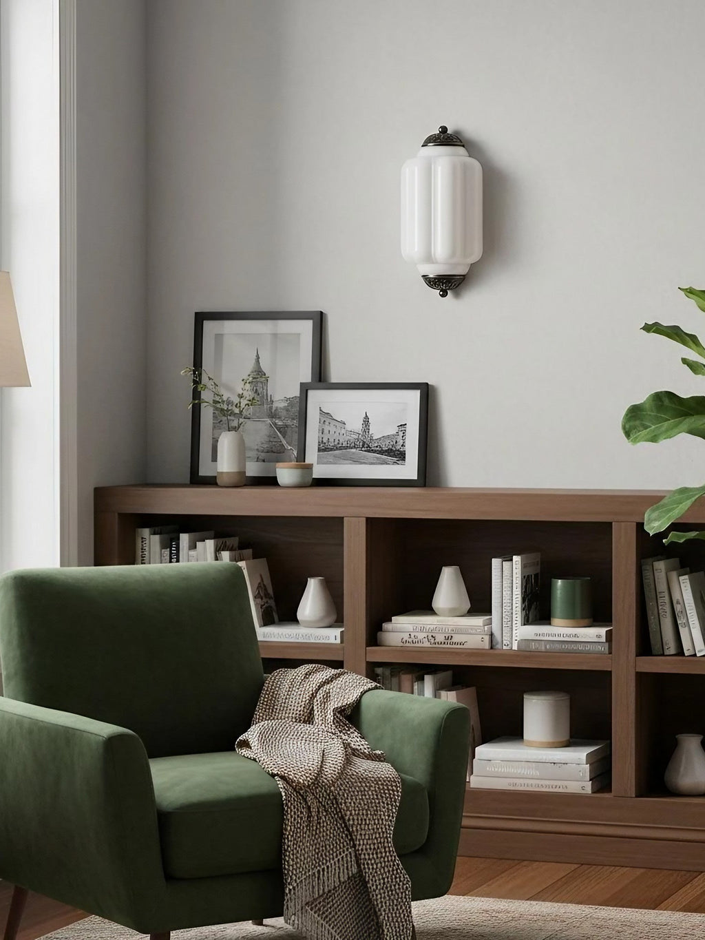 Milk Glass Wall Lamp for Bedroom Hall Scandinavian Style - Lamylie