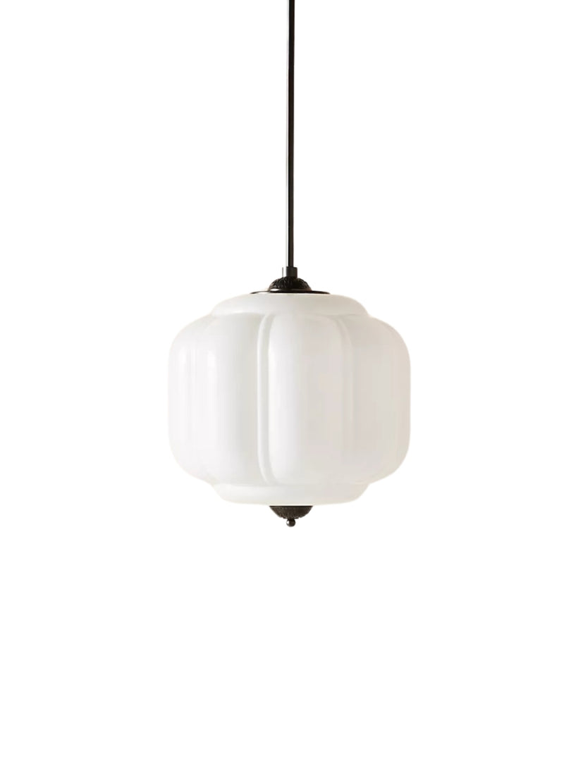 Vintage Chandelier with Cream-Colored Glass Shades | Retro-Style Pendant Lamp for Dining Room & Living Room - Lamylie