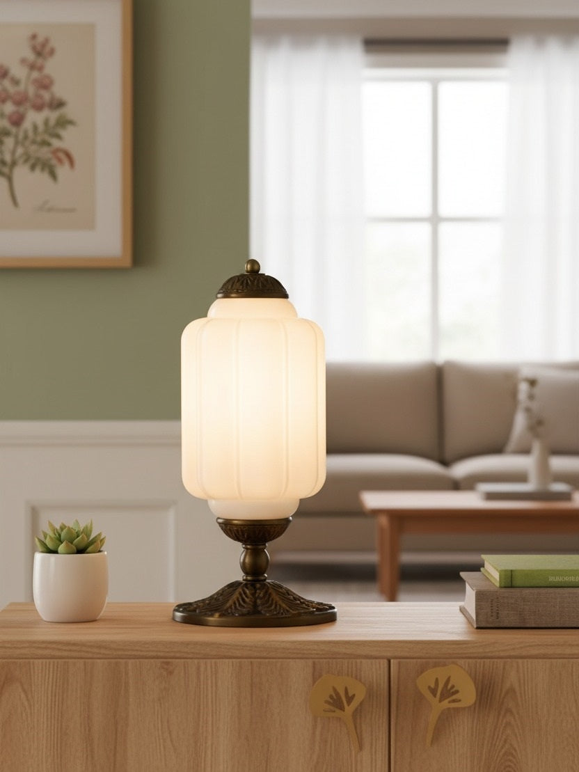 Vintage Glass Table Lamp with Brass or Black Finish - Lamylie