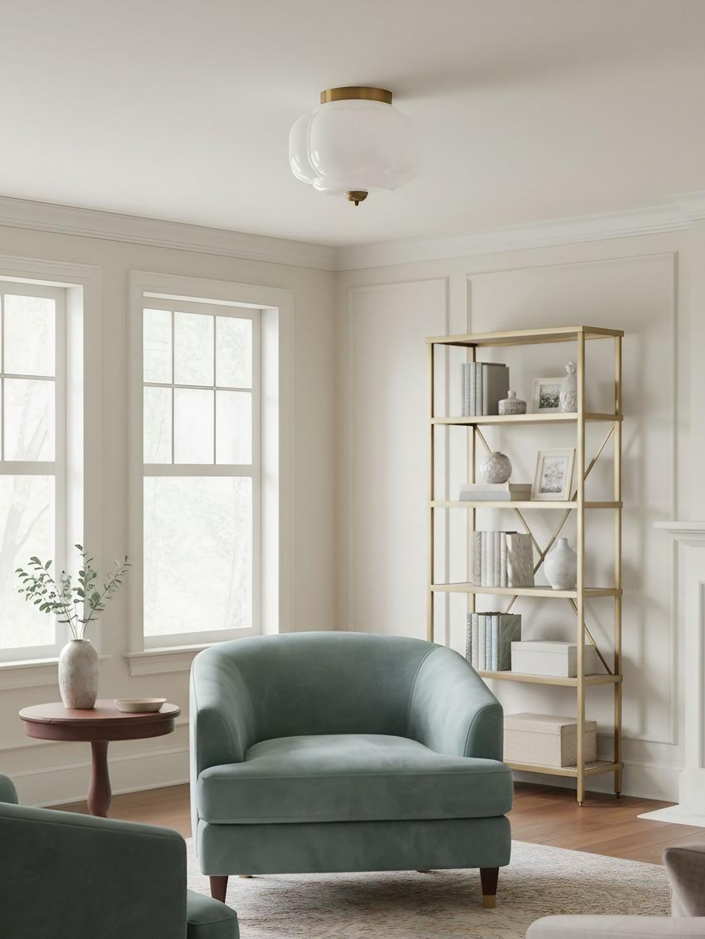 Retro Ceiling Lamp with Milk Glass Shade | Refined Semi-Flush Mount Lighting for Modern Interiors - Lamylie