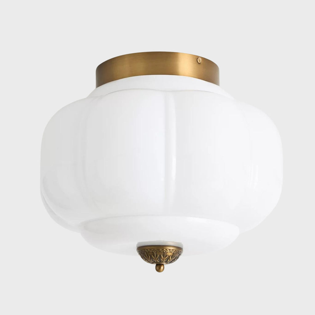 Retro Ceiling Lamp with Milk Glass Shade | Refined Semi-Flush Mount Lighting for Modern Interiors - Lamylie
